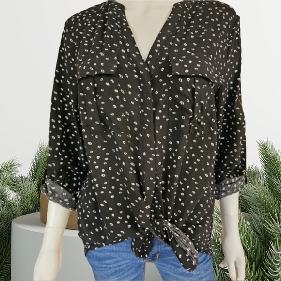 Ana Button Down 3/4 Sleeve Floral Print Blouse Size M - Picture 3 of 11